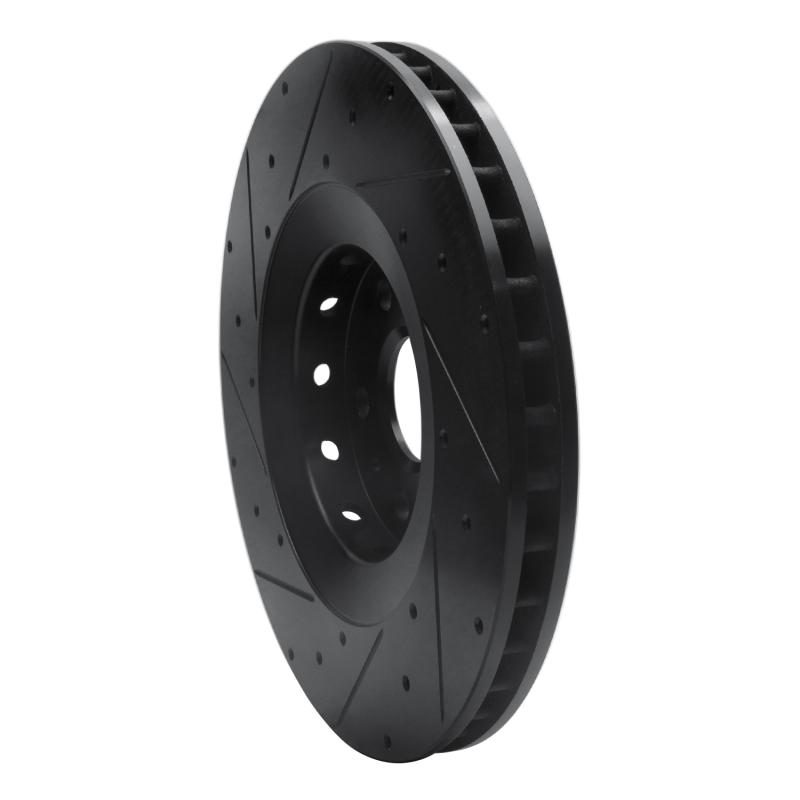 Cadillac CTS Brake Rotor (1) - Front Right - R1 Concepts - Drilled & Slotted - Black - `09-`15